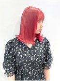 チェリーレッド/外ハネボブ/赤髪/ピンクラベンダー/セシルカット