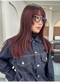 レッドカラー×ブリーチ無しカラー×ボルドーカラー