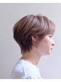 ベージュカラー#ダブルカラー#前下がりショート#ケアブリーチ
