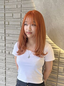 シアエミュー 新越谷店(SHEER emu) オレンジカラーと顔回りレイヤー