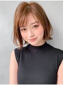 くせ毛風カールレイヤーカット美髪斜めバング艶感#216f0313