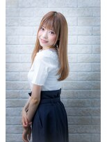 ヘアーアートシフォン 池袋西口店(Hair art chiffon)&nbsp;切りっぱなしボブのマッシュベージュカラー無造作フェザーロング