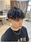 メンズパーマ　前下がりマッシュ　ツイスパ　横浜