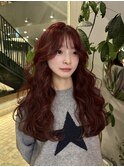 【kumu】韓国風/レイヤーカット/ロング/艶感/ワインレッド