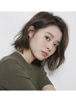 グッデイ ヘアー(GOOD DAY HAIR)&nbsp;前髪が大人かわいい フリンジウェーブの ココアブラウン カラー