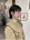 フルバング/切りっぱなしボブ/暗めカラー/似合わせカット/黒髪