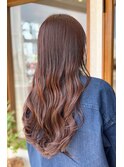 ゆる巻きロング×オレンジベージュ/ロング/ヴェールウェーブ