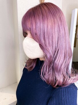 ミシェリー(misherry) エギョモリヨシンモリ韓国風ハイトーンボブウルフラベンダー艶々
