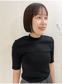 "久保田"地毛風暗髪カラーミニボブあご上シースルーワイドバング