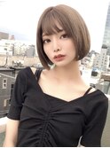 マロンベージュ/くすみベージュ/刈り上げボブ/韓国