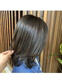 大人美人斜めバングくびれデジタルパーマ毛先丸みパーマ