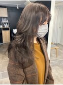 透明感カラーオリーブブラウン＊レイヤーカットロング/明大前