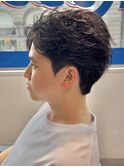 ニュアンスパーマダウンパーマ黒髪韓国マッシュツーブロック