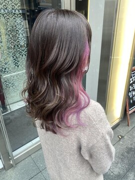 プライズ 錦糸町北口店(prize) ピンクパープルイヤリングカラーセミロングヘア錦糸町北口