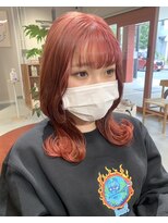 ディードットログ 大和西大寺店(D.Log) 派手髪　赤髪　くびれヘアー　ケアブリーチ　ダブルカラー