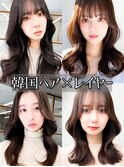 くびレイヤーエモージュ小顔カットシースルーバング大人ガーリー