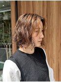 前下がりボブ×ラフウェーブパーマ