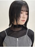 小顔フェイスレイヤー×丸くない切りっぱなしボブ