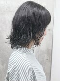 =くせ毛風ボブくせ毛カット切りっぱなしボブ耳かけボブ30代40代