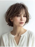 白髪ぼかし脱白髪染め似合わせショートボブ40代50代60代