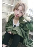 ★透け感ホワイトベージュ×センター分けハンサムショート★