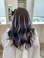 ウィスプヘアー(wisp HAIR) #プルエクステ #ハイライトブルーとグレイ