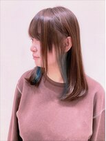 ヘアーライズ 池袋東口店(hair RISE)&nbsp;イヤリングカラーグリーンインナーブリーチ酸性ストカール