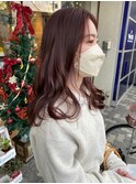 30代40代レッドブラウン_シースルーバング韓国ウェーブ