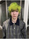 ウルフレイヤーデザインカラー裾カラーネオングリーン