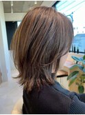 くびれウルフ☆20代～50代ブラウンベージュ細めハイライト☆