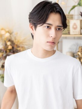 カバーヘア ブリス 川口(COVER HAIR bliss) チャコールグレー小顔コンマセンターパートa川口20代30代40代