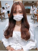 マロンベージュ Aラインボブドレスヘアかきあげロング