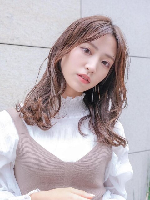 AUBEHAIR_ヌーディーベージュ×ミディ