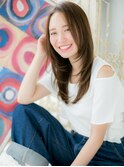 mod's姪浜/センターパート美髪かきあげ前下がりレイヤーロングh