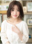 インナーカラー透け感くせ毛風前下がりボブh3上尾20代30代40代