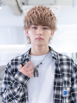 メゾンバイハバナ(maison by HAVANA) メンズカットミルクティベージュカルマパーマスパイキーショート