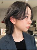 顔周りレイヤーカットグレージュカラーくびれボブショートカット