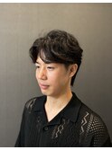 フェザーパーマ風ヘア【理容】品川/大森/フェード/平和島/パーマ