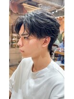 カライング(ing) スーツ短髪ツーブロック束感モテる黒髪シークレットパーマ流行