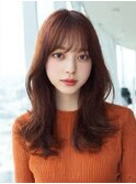 顔周りカットハッシュココアブラウンワンホンレイヤー韓国