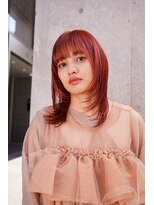 ピークアブー アヴェダ ギンザシックス(PEEK-A-BOO AVEDA GINZASIX)&nbsp;ミディアム/顔まわりレイヤー/レイヤー/暖色カラー/レッドカラー