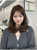 卵型似合わせ韓国前髪カットミディアムワンホンレイヤー【銀座】