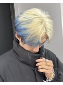 抜きっぱなしにブルーの裾カラー