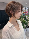 抜け感ゆとりショートボブ×ナチュラルハイライト style b田爪