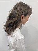 前髪 アンブレラカラー こなれミディ イメチェン ウェーブパーマ