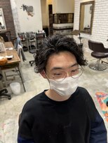 メンズパーマ　アップバングスパイラルウェーブ☆五反田美容院