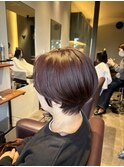 ショートボブ＋ワインレッド