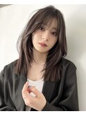 レイヤーカットフェイスレイヤーミディアムレイヤーグレージュ