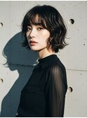 外ハネボブ40代タッセルボブグラデーションカラーヘアカラー