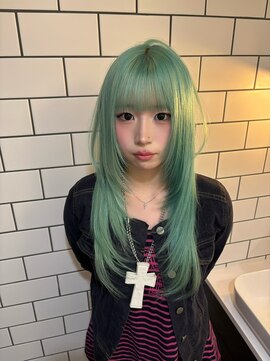 ベレーザ 渋谷(BELEZA) 18109髪質改善ストレートエメラルドグリーンアンブレラカラー